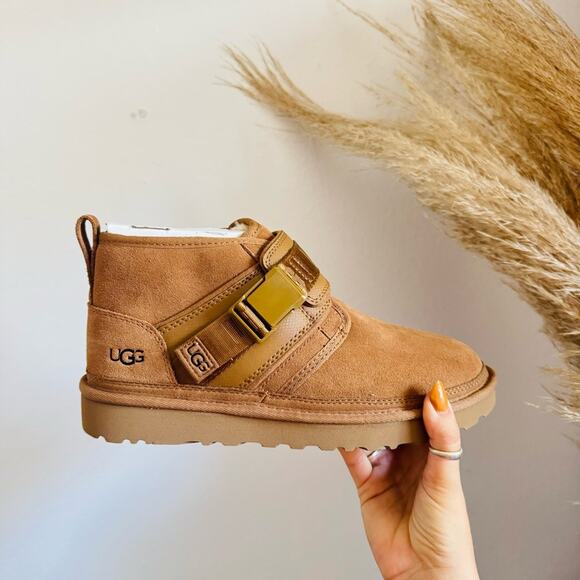 NEW UGG Brown Tan Suede Fur Lined Neumal Boot Slip On Chukka Ankle Booties  9 main image 9